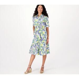 Studio Park Tropical Hawaiian Postcard Print Shirt Dress